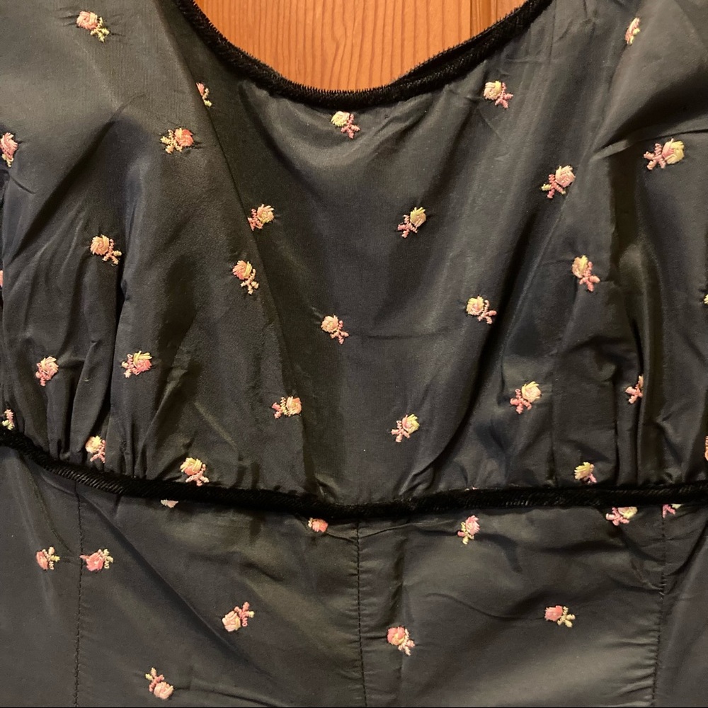 FABULOUS vintage rose bud taffeta dress, size S - Picture 2 of 11